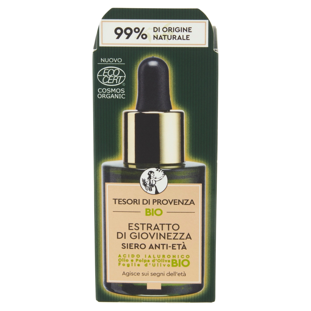 Tesori di Provenza Siero Bio Estratto di Giovinezza, Anti-età e Rimpolpante, 30 ml